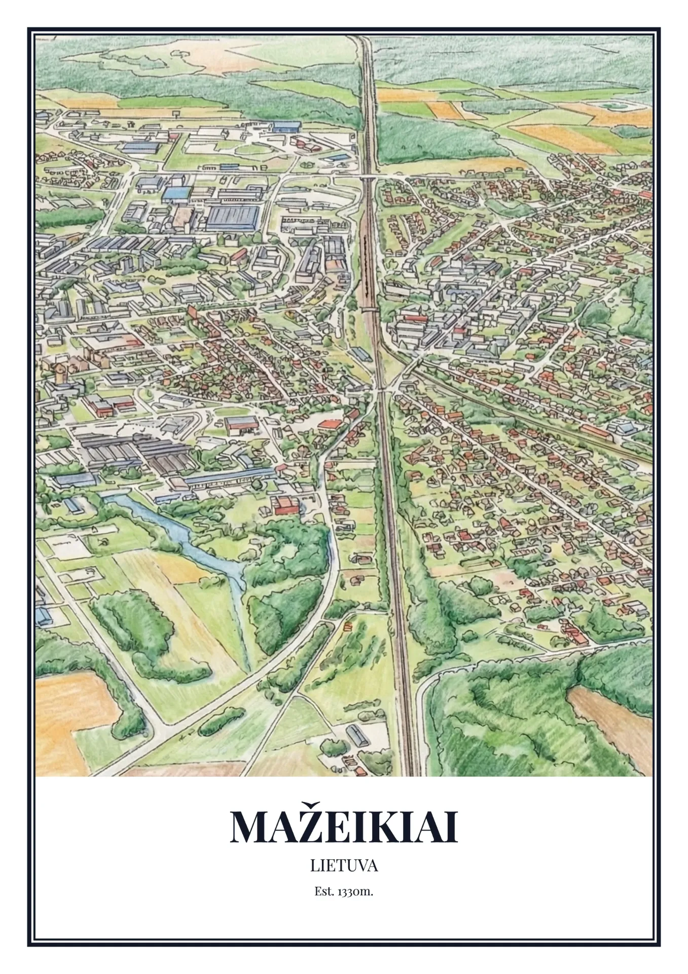 Mažeikiai Town Poster (A1, Light)